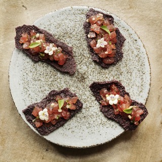 Gallery by chele   purple cracker (bites  tuna tartare  aromatics)