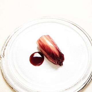 12. red bitter salad with pear and hazelnut (dessert)