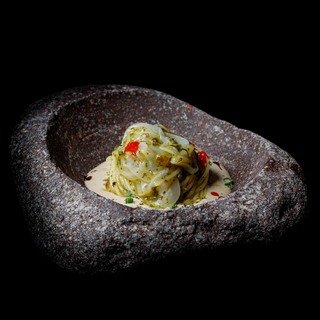 31 cold angel hair pasta with cuttlefish liver sauce 1