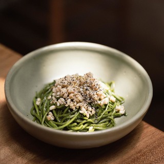 46 epazote tagliolini with escamoles  zucchini and charred lemon by araceli paz