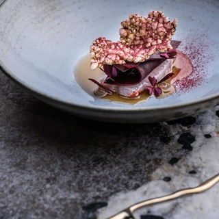 Gambero rosso   fermented beets   caviar   smoked butter   sorrel types from pakt  pieter d'hoop